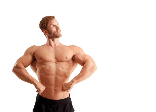 Young Handsome Bodybuilder Man Posing Muscular Appearance — Stock Photo, Image