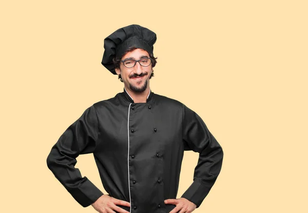 Joven Loco Como Chef Con Una Mirada Orgullosa Satisfecha Feliz —  Fotos de Stock