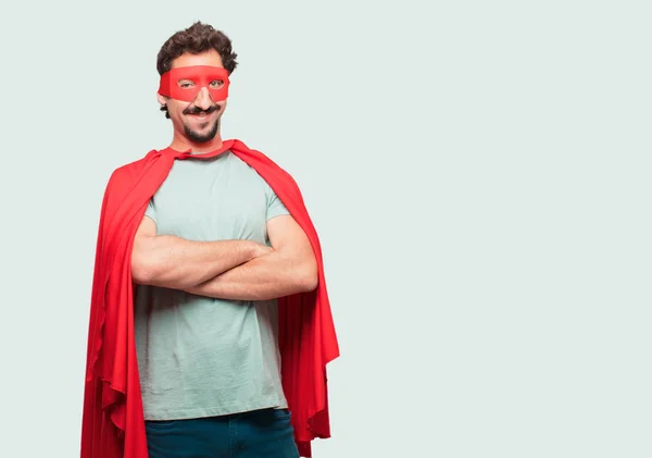 Crazy Man Super Hero Proud Satisfied Happy Look Face Smiling — Stock Photo, Image