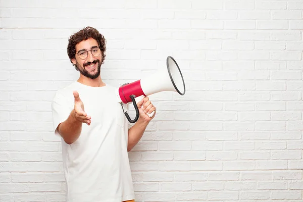 Joven Mudo Con Una Expresión Sonriente Confiada Orgullosa Satisfecha Amigable —  Fotos de Stock