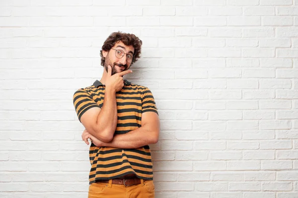 Young Dumb Man Confused Thoughtful Look Looking Sideways Thinking Wondering — Stock Photo, Image