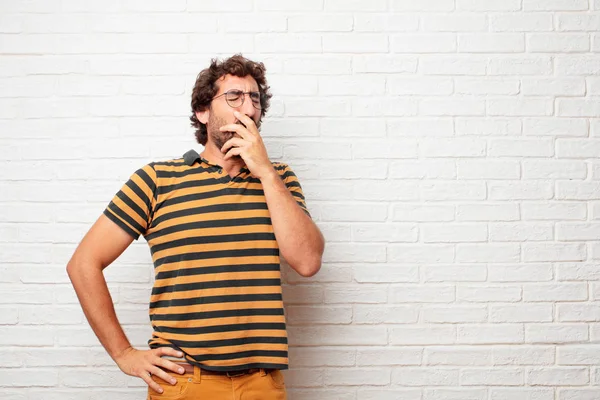 Young Dumb Man Coughing Suffering Winter Illness Cold Flu Feeling — Stock Photo, Image