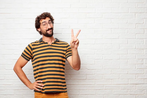 Young Dumb Man Proud Happy Confident Expression Smiling Showing Success — Stock Photo, Image