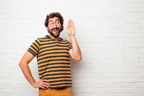 Jonge Domme Man Aandacht Probeert Horen Luisteren Naar Wat Gezegd — Stockfoto