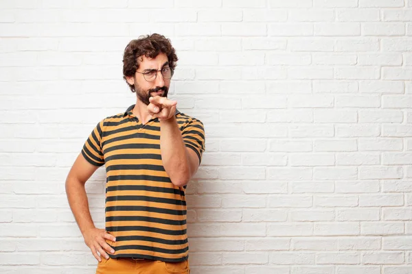 Young Dumb Man Looking Observing Keeping Eye Object Front Watching — Stock Photo, Image