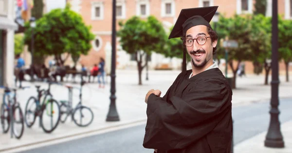 Diplomás Szakállas Férfi Csendben Kezével Intett Hushing Csend Egy Komoly — Stock Fotó