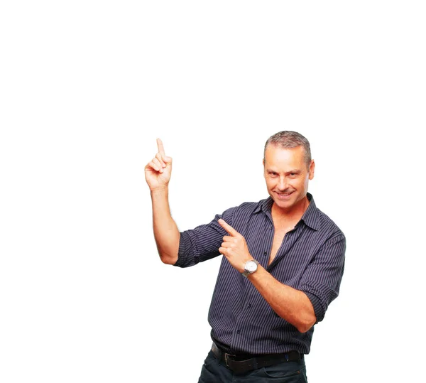 Senior Handsome Man Gesturing Victory Happy Proud Satisfied Look Face — Stock Photo, Image