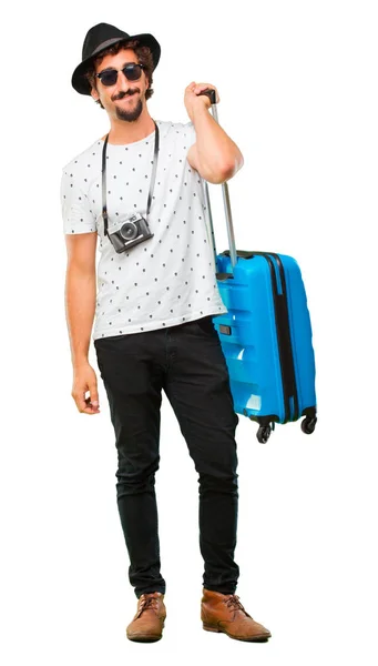 若者は バッグでクールな旅行者生やした 休日の概念 — ストック写真