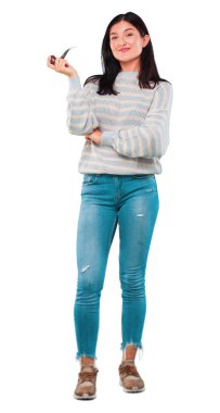 bir duman vintage boru ile genç güzel kadın