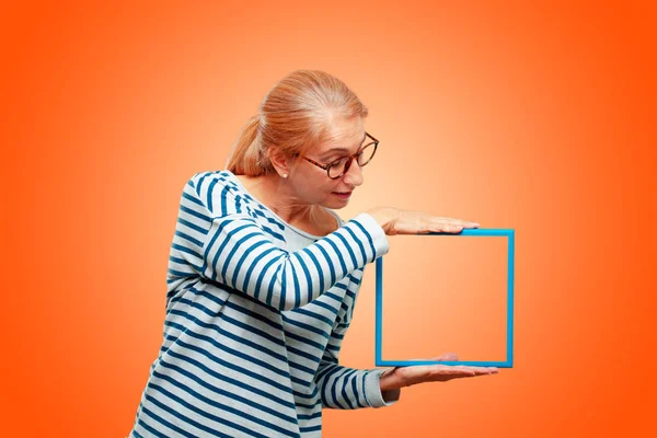 Senior Beautiful Woman Frame — Stock Photo, Image