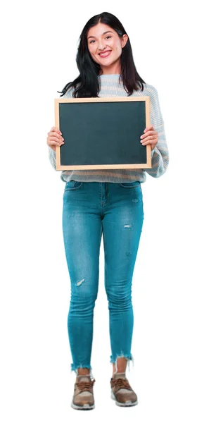 Junge Hübsche Frau Mit Einem Plakat — Stockfoto