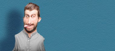 Komik karikatür deli ya da deli adam. İnsan anlamlı karikatür kavramı.