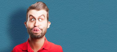 Komik karikatür deli ya da deli adam. İnsan anlamlı karikatür kavramı.