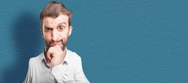 Komik karikatür deli ya da deli adam. İnsan anlamlı karikatür kavramı.