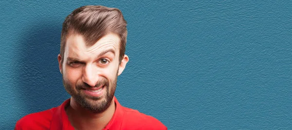 Loony Eller Galna Humoristiska Karikatyr Mannen Mänskliga Uttrycksfull Tecknad Koncept — Stockfoto