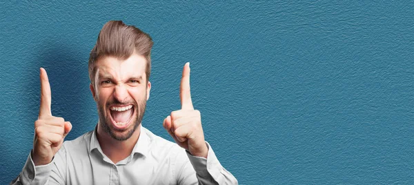 Gek Gekke Humoristische Karikatuur Man Menselijke Expressieve Cartoon Concept — Stockfoto