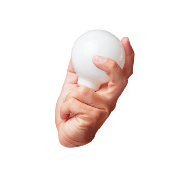 bir ampul tutan izole kesme erkek el