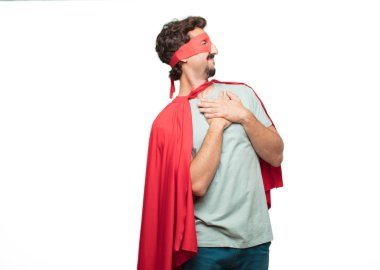 Genç deli süper kahraman adam. Aşk kavramı.