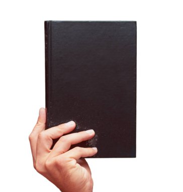 bir kitap tutan izole erkek el