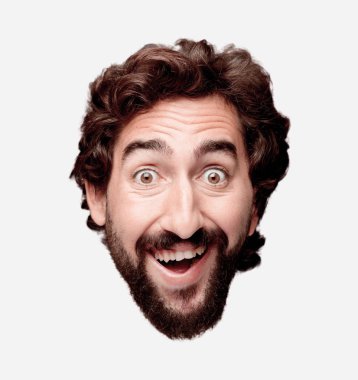 Genç adam mutlu poz sakallı