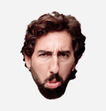 Genç adam sürpriz konsepti ile sakallı