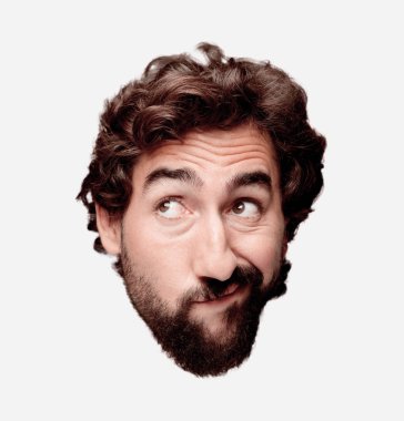 Genç adam düşünme kavramı ile sakallı