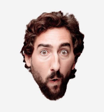 Adam korkmuş konsepti ile Genç sakallı