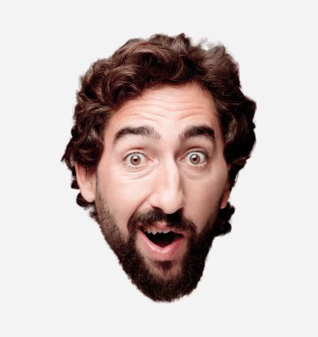 Genç adam sürpriz konsepti ile sakallı