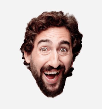 Genç adam mutlu poz sakallı