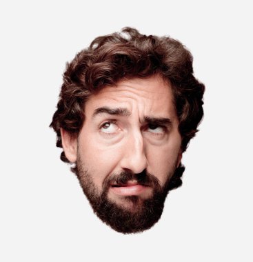 Genç adam düşünme kavramı ile sakallı