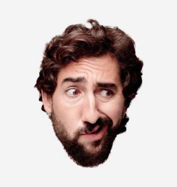 Genç adam düşünme kavramı ile sakallı