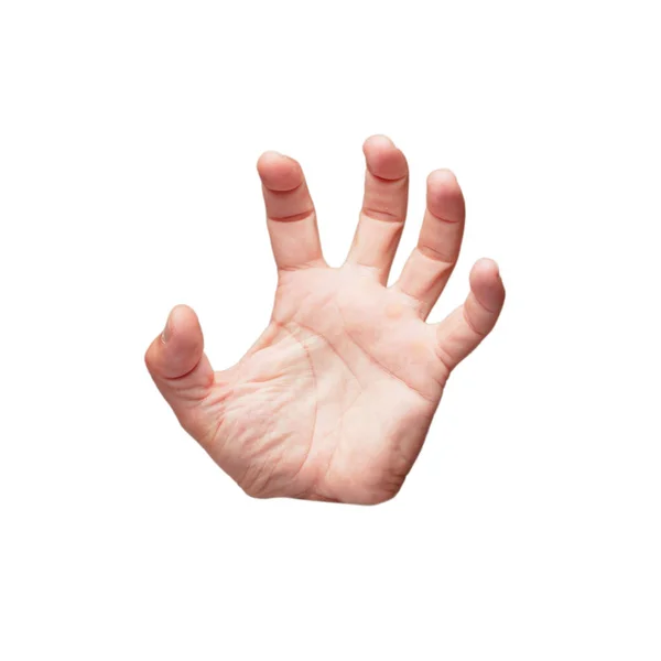 Isolierter Ausschnitt Männliche Hand Hält Zeichen — Stockfoto