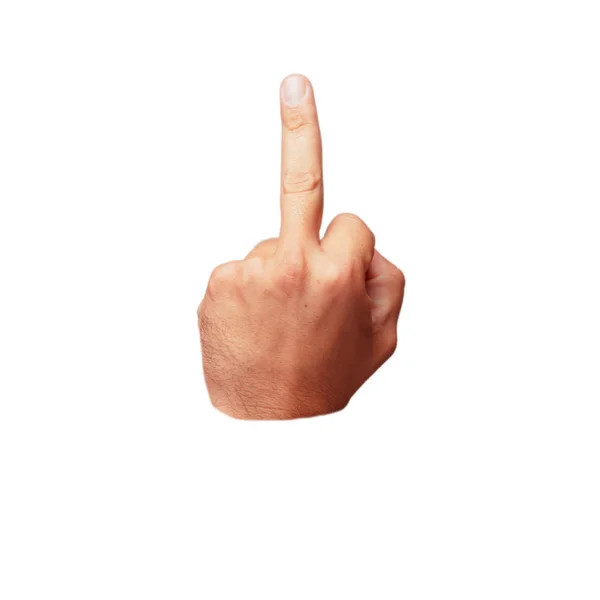 Isolierte Ausschnitt Männliche Hand Wütend Oder Nicht Einverstanden Zeichen — Stockfoto
