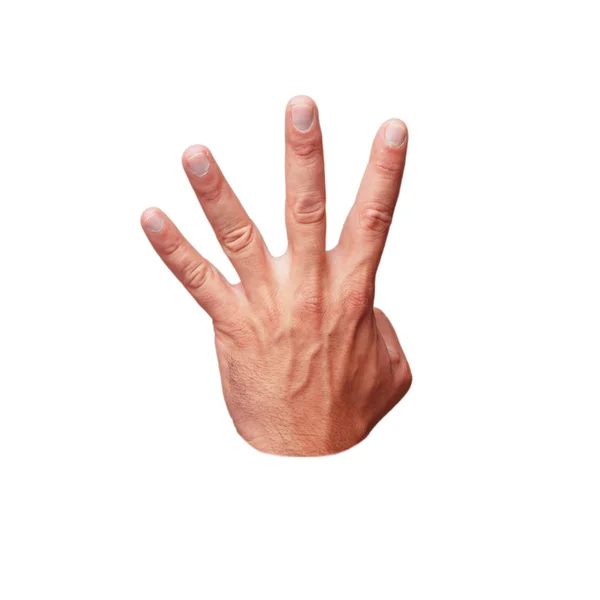 Isolated Cutout Male Hand Showing Number — Stock Photo, Image