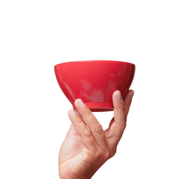 Isolated Male Hand Holding Breakfast Bowl — Stock Photo, Image