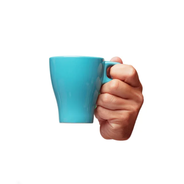 Corte Aislado Mano Masculina Sosteniendo Una Taza Café — Foto de Stock