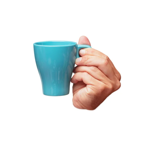 Corte Aislado Mano Masculina Sosteniendo Una Taza Café — Foto de Stock