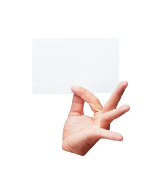 Geïsoleerde Mannenhand Met Een Lege Placard Plkace Concept — Stockfoto