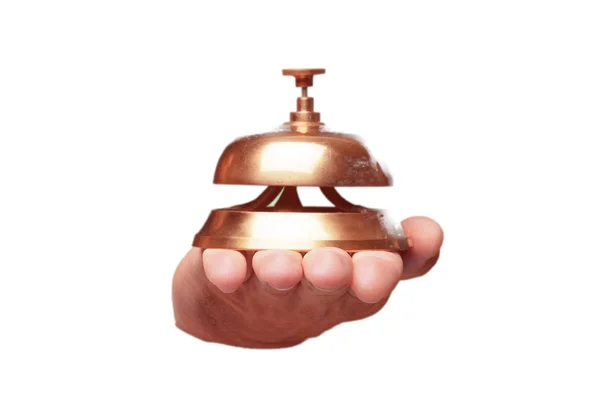 Isolated Male Hand Holding Ring Bell — Stock Photo, Image