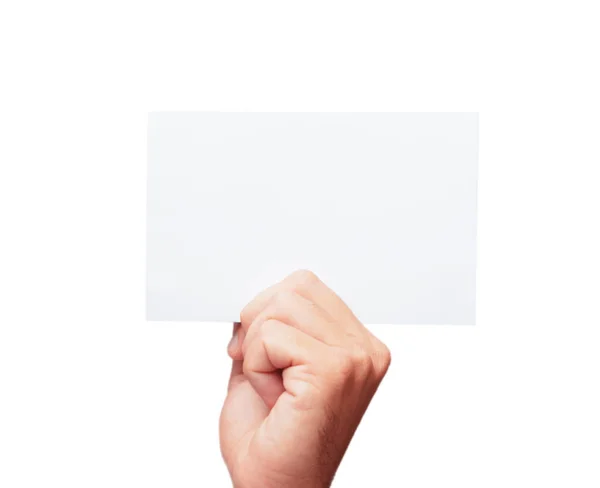 Geïsoleerde Mannenhand Met Een Lege Placard Plkace Concept — Stockfoto