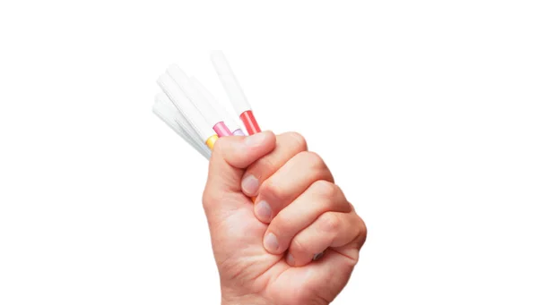 Isolated Male Hand Holding Markers — Stock Photo, Image