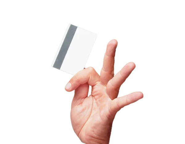 Geïsoleerde Mannelijke Hand Met Een Credit Card — Stockfoto