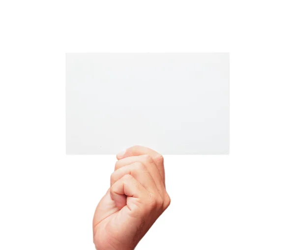 Geïsoleerde Mannenhand Met Een Lege Placard Plkace Concept — Stockfoto