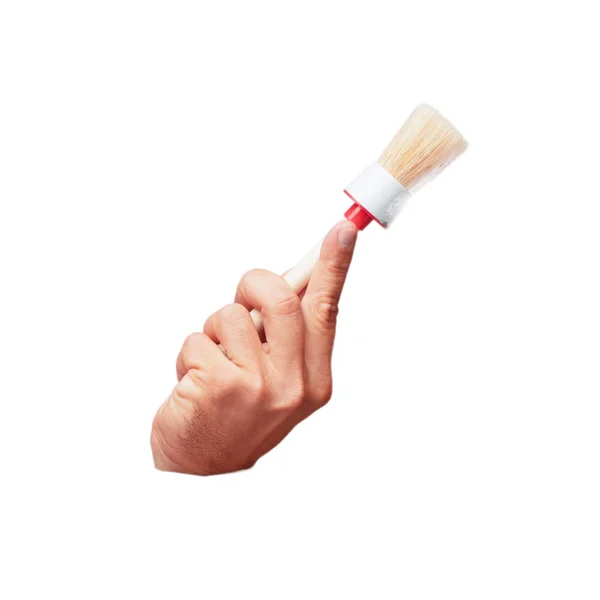 Isolated Male Hand Holding Brush — Stock Photo, Image