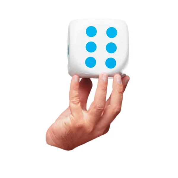 Isolated Male Hand Holding Dice — Stock Photo, Image