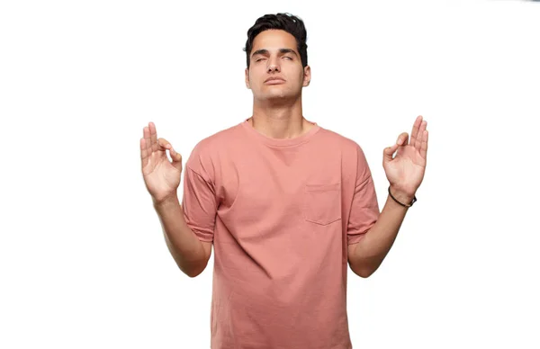 Junge Hübsche Lateinische Mann Zen Pray Konzept — Stockfoto