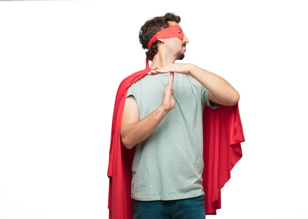 若い狂気スーパー ヒーローの男 タイムアウトのコンセプト — ストック写真