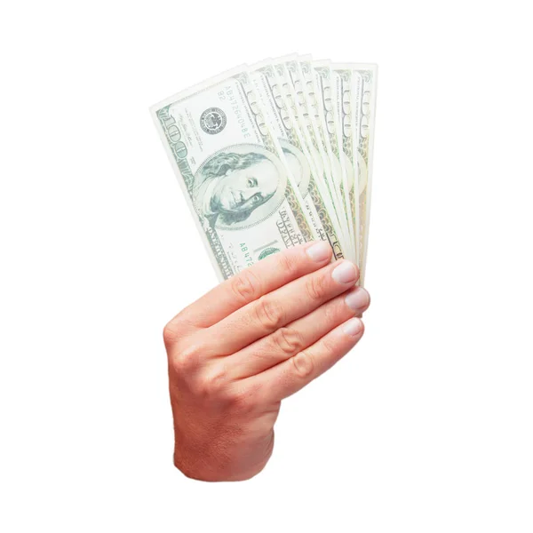 Isolated Male Hand Dollar Bills — Stock Photo, Image