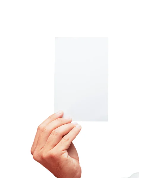 Geïsoleerde Mannenhand Met Een Lege Placard Plkace Concept — Stockfoto