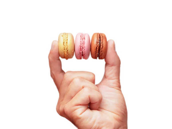 Mano Masculina Aislada Sosteniendo Galletas Dulces —  Fotos de Stock